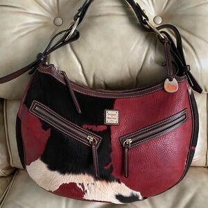 RARE Dooney & Bourke Calf Hair Fur-on STAINS INSIDE Large Leather Bag